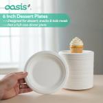 OasisSN 𝟔 𝐈𝐧𝐜𝐡, 𝟏𝟐𝟖-𝐏𝐚𝐜𝐤 Compostable Paper Plates, Heavy-Duty Biodegradable Disposable Dish Made from Bagasse, Perfeck for Snacks, Desserts, Party, Wedding and More (White)