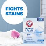 ARM & HAMMER Power Sheets Laundry Detergent, Fragrance Free, No Dyes or Perfumes, Lightweight and Travel-Friendly, 50 Count, Up to 100 Small Loads