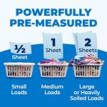 ARM & HAMMER Power Sheets Laundry Detergent, Fragrance Free, No Dyes or Perfumes, Lightweight and Travel-Friendly, 50 Count, Up to 100 Small Loads