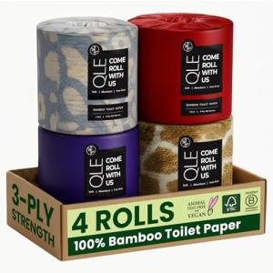 Eco-Friendly Bamboo Toilet Paper - 4 Pack