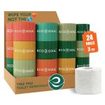 ECO SOUL Bamboo Toilet Paper 24 Mega Rolls 3 Ply, 300 Sheets per Roll | Eco-Friendly Septic Safe Organic Bath Tissues Sustainable Toilet Paper Compostable - FSC Certified