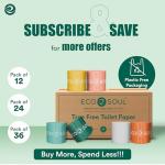ECO SOUL Bamboo Toilet Paper 24 Mega Rolls 3 Ply, 300 Sheets per Roll | Eco-Friendly Septic Safe Organic Bath Tissues Sustainable Toilet Paper Compostable - FSC Certified