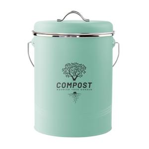 Kitchen Countertop Compost Bin, Odor Resistant Indoor Compost Bin with Lid and Charcoal Filter, Rust Resistant Coated Compost Bucket, Compost Container, Mint