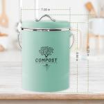 Kitchen Countertop Compost Bin, Odor Resistant Indoor Compost Bin with Lid and Charcoal Filter, Rust Resistant Coated Compost Bucket, Compost Container, Mint