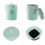 Kitchen Countertop Compost Bin, Odor Resistant Indoor Compost Bin with Lid and Charcoal Filter, Rust Resistant Coated Compost Bucket, Compost Container, Mint