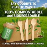 150 Pcs Compostable Wooden Cutlery Set