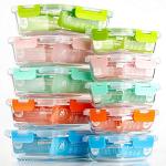 C CREST [10-Pack Glass Food Storage Containers (A Set of Five Colors), Meal Prep Containers with Lids for Kitchen, Home Use - Airtight Glass Lunch Boxes