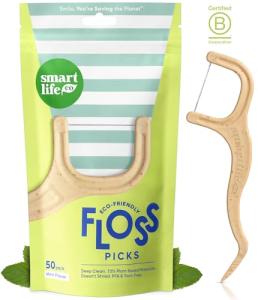 Biodegradable Dental Floss Picks - Eco Friendly 50pk