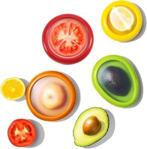 LCYHOMIEE Avocado Saver and Tomato Holder, Set of 4 Silicone Fruit Storage Box Reusable Storage Containers for Fridge - Ideal for Garlic, Onions, Lemons, and Potatoes