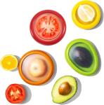 LCYHOMIEE Avocado Saver and Tomato Holder, Set of 4 Silicone Fruit Storage Box Reusable Storage Containers for Fridge - Ideal for Garlic, Onions, Lemons, and Potatoes