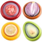 Silicone Avocado Saver - 4PCS Multi-Use Food Saver as Onion Saver & Lemon Saver, Avocado Keeper, Tomato Saver, and More - Anti-Oxidation + Reusable Fruit and Vegetable Storage Containers for Fridge