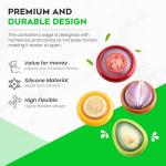 Silicone Avocado Saver - 4PCS Multi-Use Food Saver as Onion Saver & Lemon Saver, Avocado Keeper, Tomato Saver, and More - Anti-Oxidation + Reusable Fruit and Vegetable Storage Containers for Fridge