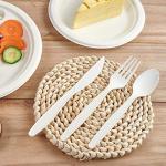 ECOLipak 350 Pcs Compostable Cutlery Set, 7 Inch Large Size Biodegradable Disposable Silverware Set 150 Forks 100 Spoons 100 Knives, Heavy Duty Bio based CPLA Utensils for Party, BBQ, Picnic