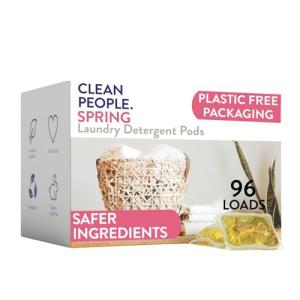 The Clean People Laundry Detergent Pods - Hypoallergenic Laundry Pods - Ultra Concentrated, Recyclable Packaging, Stain Fighting - Spring Scent, 96 Pack