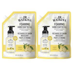 J.R. Watkins Foaming Hand Soap Refill, Moisturizing Foam Hand Wash, Formulated with Plant-Based Cleansers, Alcohol-Free, Cruelty-Free, Lemon, 28 fl oz, 2 Pack