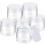 SATINIOR 6 Pack 2 oz Plastic Jars Containers with Lids Wide-mouth Refillable Leakproof Reusable Round Empty Jars for Travel Cosmetic Dry Food Spice Candy Cookie Home Kitchen Organizing (Clear)