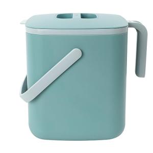 Blue Ginkgo Kitchen Compost Bin [5L / 1.32 GAL] – Filter-Free, Odor-Tight Countertop Food Waste Pail with Handles (Made in Korea, Green)