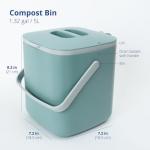 Blue Ginkgo Kitchen Compost Bin [5L / 1.32 GAL] – Filter-Free, Odor-Tight Countertop Food Waste Pail with Handles (Made in Korea, Green)
