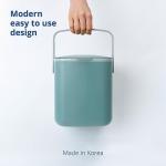 Blue Ginkgo Kitchen Compost Bin [5L / 1.32 GAL] – Filter-Free, Odor-Tight Countertop Food Waste Pail with Handles (Made in Korea, Green)