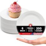 Hygloss Products Paper Plates - Uncoated White Plate - Use for Foodware, Events, Activities, Crafts Projects and More - Environmentally Friendly - Recyclable and Disposable - 6-Inches - 200 Pack