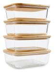 Eco-Friendly Glass Containers with Bamboo Lids (4 Pack)