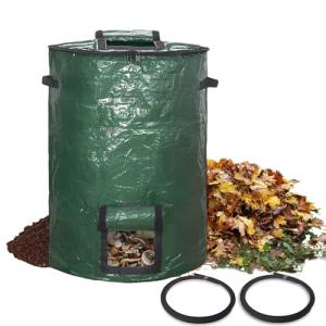 Large Compost Bin Bags,Garden Compost Bin Bags 80 Gallon(300L) Outdoor Collapsible Garden Yard Garbage Cans Fallen Leaf Bag (Green 1pc)