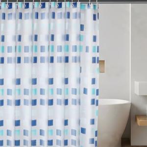 Gonelle PEVA Shower Curtain Liner - 70x72 inch Waterproof & Odorless Bathroom Liner, Eco-Friendly PVC-Free, Minimalist Semi-Transparent Plaid Design, Quick-Dry Modern Decor with Hooks