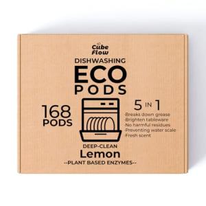 ECO Dishwasher Pods 168 Count, with Glycerin & Enzymes (Protease, Amylase),Dishwasher Detergent Liquid dish pod for Powerful Cleaning, No Pre-Rinse, Fights 24-Hour Dried On Food, Plant-Based