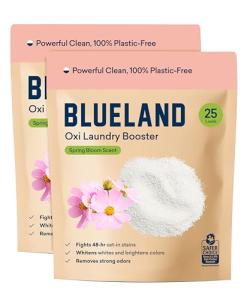 BLUELAND Oxi Laundry Booster Powder Refill 2-Pack, Spring Bloom Scent, 50 Loads, 35.2 oz, Plastic-Free, Eco Friendly, Oxy Cleaner, Stain Remover