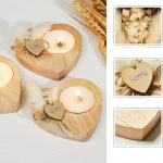 Handmade Heart-Shaped Wooden Candle Holder with White Feather， Natural Soy Wax Candle,Love Charm，Eco-Friendly Romantic Home Decor Gift for Wedding, Anniversary, Valentine's Day