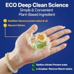 ECO Dishwasher Pods 168 Count, with Glycerin & Enzymes (Protease, Amylase),Dishwasher Detergent Liquid dish pod for Powerful Cleaning, No Pre-Rinse, Fights 24-Hour Dried On Food, Plant-Based
