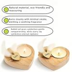 Handmade Heart-Shaped Wooden Candle Holder with White Feather， Natural Soy Wax Candle,Love Charm，Eco-Friendly Romantic Home Decor Gift for Wedding, Anniversary, Valentine's Day