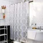 Ufatansy 36 Inch Width by 72 Inch Length European Shower Curtain PEVA Eco-Friendly PVC-Free Bathroom Curtain Waterproof and Stain Resistant, Durable Bath Curtain Liner with Hooks, Silver Grey New