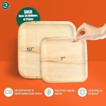 ECO SOUL Compostable 7 & 10 Inch Palm Leaf Square Plates (100 Count) Like Bamboo Plates | Biodegradable | Eco-Friendly, Microwave & Oven Safe - Party Pack