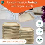 ECO SOUL Compostable 7 & 10 Inch Palm Leaf Square Plates (100 Count) Like Bamboo Plates | Biodegradable | Eco-Friendly, Microwave & Oven Safe - Party Pack