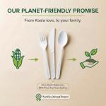 100% Compostable cutlery knives forks spoons Large Disposable Biodegradable Compostable Utensils Durable HeavyDuty Silverware heat resistant alternative to plastic with convenient tray 7inch (400)
