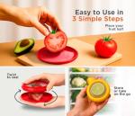 Avocado Saver & Onion Storage, Set of 4 BPA-Free Silicone Food Storage Containers, Reusable Fruit and Veggie Savers, Fresh Pods for Food, Perfect for Tomato Holder, Garlic, Lemon & More