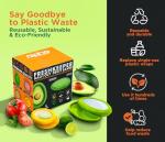 Avocado Saver & Onion Storage, Set of 4 BPA-Free Silicone Food Storage Containers, Reusable Fruit and Veggie Savers, Fresh Pods for Food, Perfect for Tomato Holder, Garlic, Lemon & More