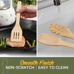 Wooden Utensil Set, Bamboo Utensils – 7 PCs Wood Spoons for Cooking, Easy to Clean, Sturdy, Lightweight & Heat Resistant