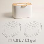 KAZAI. Compost Bin Kitchen 'Elin' | 1.2 GAL / 4.5L Countertop Compost Bin with Wooden Lid & Filter | Odor-Free, Dishwasher Safe, with Inner Bucket | Small Indoor Kitchen Composter | Off-White/Bamboo