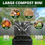 Simply Bio Garden Compost Bin from BPA-Free Material - 80 Gallon (300 L) Large Outdoor Compost Bin, Easy Assembly, Lightweight, Fast Soil Creation, Black