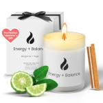 Natur IX Cleansing Scented Candles for Home | Sage & Palo Santo | Natural Non Toxic Soy Candles with Essential Oils | 50 H Long Burning | (Energy + Balance | Bergamot & Sage)