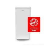 Compost Genie Kitchen Compost Bin, White Stainless-Steel Large, 3.6 Gallon, Indoor Odorless Composting, Hands-Free, Washable Parts, Includes 8 Tear-Off Compostable Bags and 4 Carbon Filters