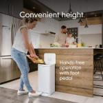 Compost Genie Kitchen Compost Bin, White Stainless-Steel Large, 3.6 Gallon, Indoor Odorless Composting, Hands-Free, Washable Parts, Includes 8 Tear-Off Compostable Bags and 4 Carbon Filters