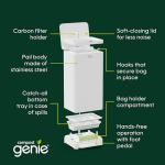 Compost Genie Kitchen Compost Bin, White Stainless-Steel Large, 3.6 Gallon, Indoor Odorless Composting, Hands-Free, Washable Parts, Includes 8 Tear-Off Compostable Bags and 4 Carbon Filters
