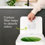 Compost Genie Kitchen Compost Bin, White Stainless-Steel Large, 3.6 Gallon, Indoor Odorless Composting, Hands-Free, Washable Parts, Includes 8 Tear-Off Compostable Bags and 4 Carbon Filters