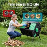 OLIXIS Compost Bin Outdoor 37 Gallon, Separated Dual Chamber Composter Tumbler Outdoor with Gloves, Efficient 360°Rotating Composting Bin for Patio, Lawn, Home Gardening and Landscape, Green