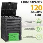 JupiterForce 120 Gallon Large Compost Bin, BPA Free Outdoor Composting Tumblers for Garden Patio, Easy Assembling, Fast Creation of Fertile Soil, Lightweight