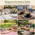 180Pcs Reusable Utensils Cornstarch Made - Heavy Duty Compostable Forks 80, Compostable Spoons 80, & 50 Knives Set - 100% Disposable Eco Friendly Flatware for Party, Wedding, BBQ, Camping (180 Pack)