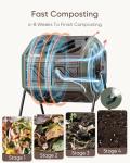 THEGROW'ING Updated 43 Gallon Compost Bin Outdoor, Fast Assemble Tumbling Composter, Dual Chamber Composter Tumbler, Rotating Compost Bin for Outside, Backyard, Garden and Yard, Green